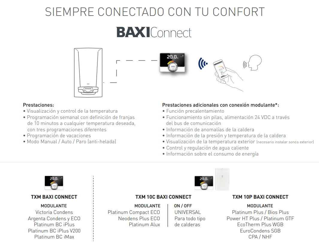 Compatible con termostatos WiFi BAXI Connect